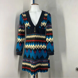 Women’s Colorful V Neck Dress .